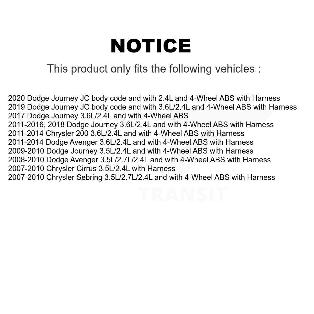 Front Right ABS Wheel Speed Sensor SEN-2ABS0809 For Dodge Journey Chrysler 200 Avenger Sebring
