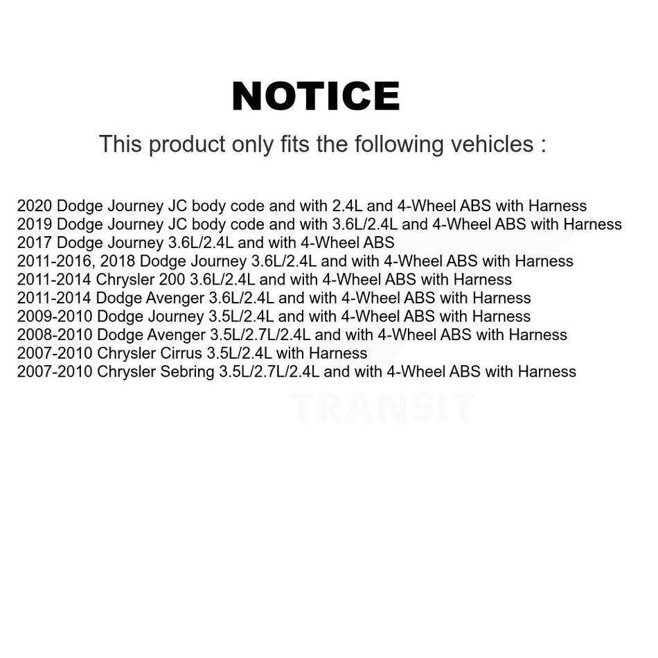 Front Right ABS Wheel Speed Sensor SEN-2ABS0809 For Dodge Journey Chrysler 200 Avenger Sebring