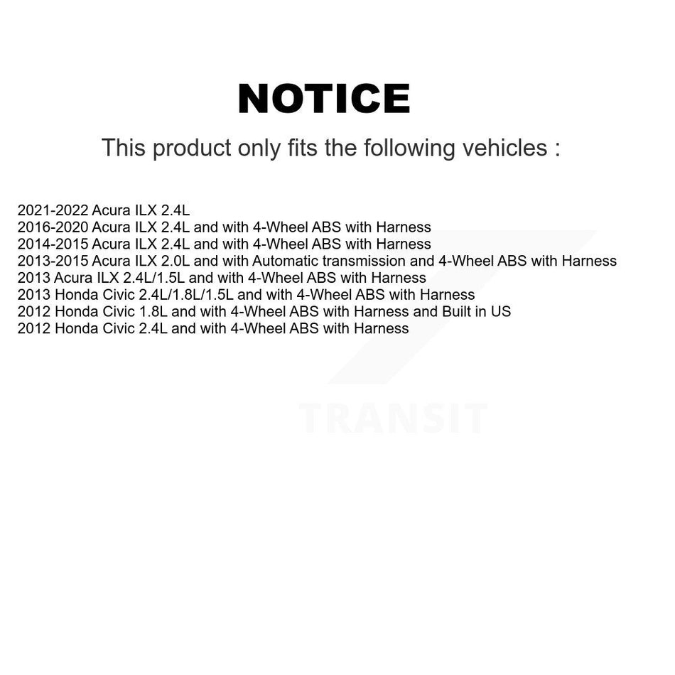 Front Right ABS Wheel Speed Sensor SEN-2ABS0862 For Honda Civic Acura ILX