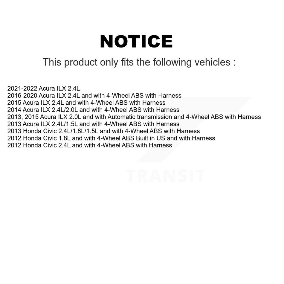 Front Left ABS Wheel Speed Sensor SEN-2ABS0863 For Honda Civic Acura ILX