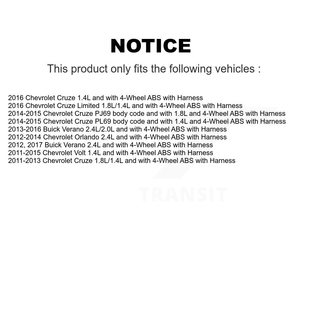Front ABS Wheel Speed Sensor SEN-2ABS0882 For Chevrolet Cruze Buick Verano Limited Orlando Volt