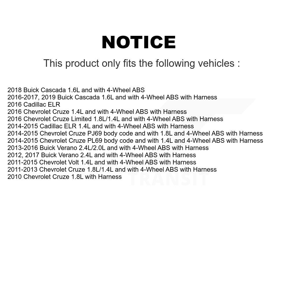 Rear ABS Wheel Speed Sensor SEN-2ABS0883 For Chevrolet Cruze Buick Verano Limited Volt Cadillac ELR