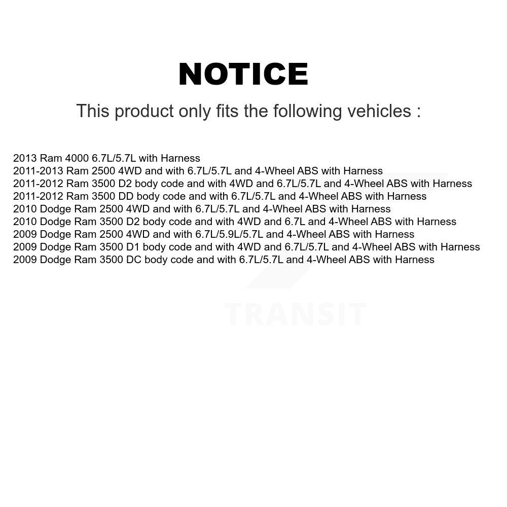 Front ABS Wheel Speed Sensor SEN-2ABS0944 For Ram 3500 2500 Dodge 4000 with Harness