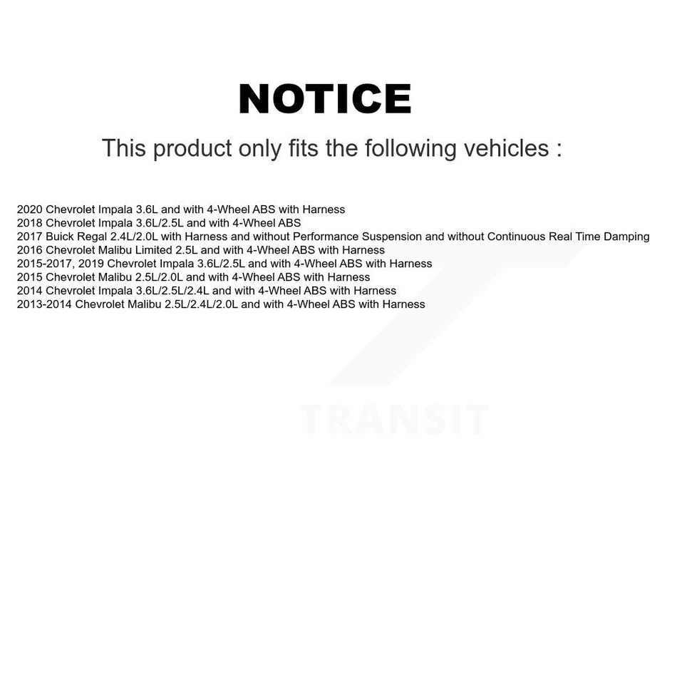 Front ABS Wheel Speed Sensor SEN-2ABS0997 For Chevrolet Malibu Impala Limited Buick Regal