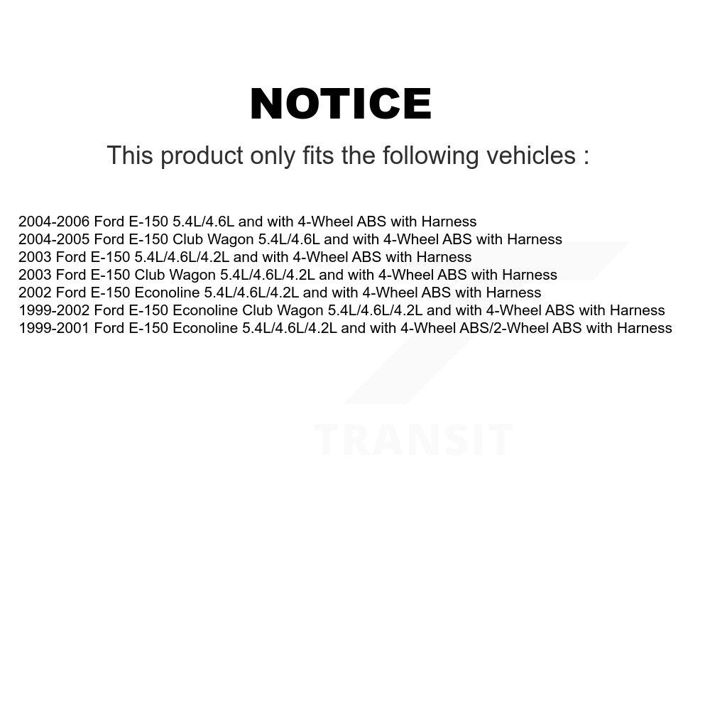 Front Right ABS Wheel Speed Sensor SEN-2ABS1012 For Ford E-150 Econoline Club Wagon with Harness