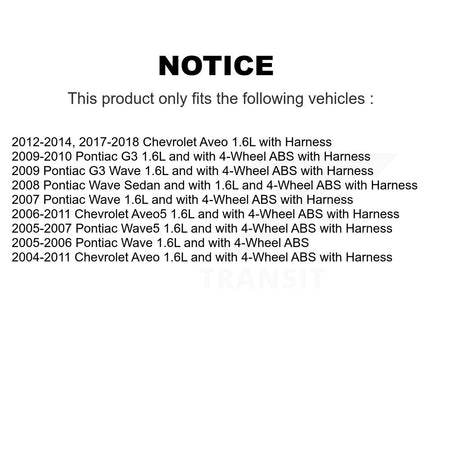 Rear Right ABS Wheel Speed Sensor SEN-2ABS1072 For Chevrolet Aveo Pontiac Aveo5 Wave G3 Wave5
