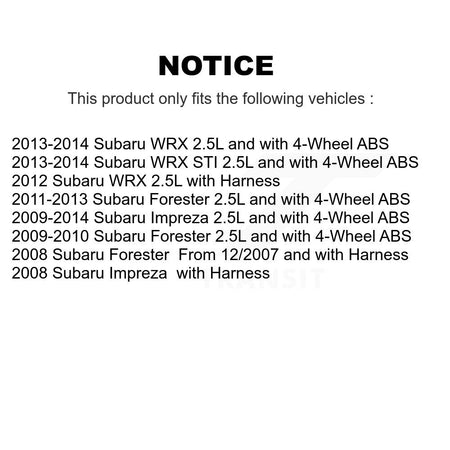 Front Right ABS Wheel Speed Sensor SEN-2ABS1109 For Subaru Impreza Forester WRX STI