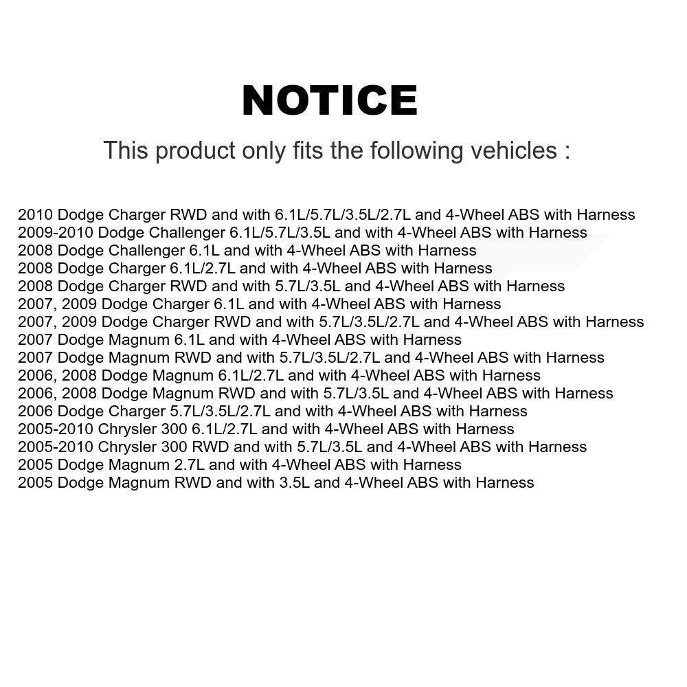Rear Left ABS Wheel Speed Sensor SEN-2ABS1247 For Dodge Chrysler 300 Charger Challenger Magnum