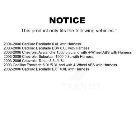 Rear ABS Wheel Speed Sensor SEN-2ABS1268 For Chevrolet Avalanche 1500 Cadillac Tahoe Suburban EXT