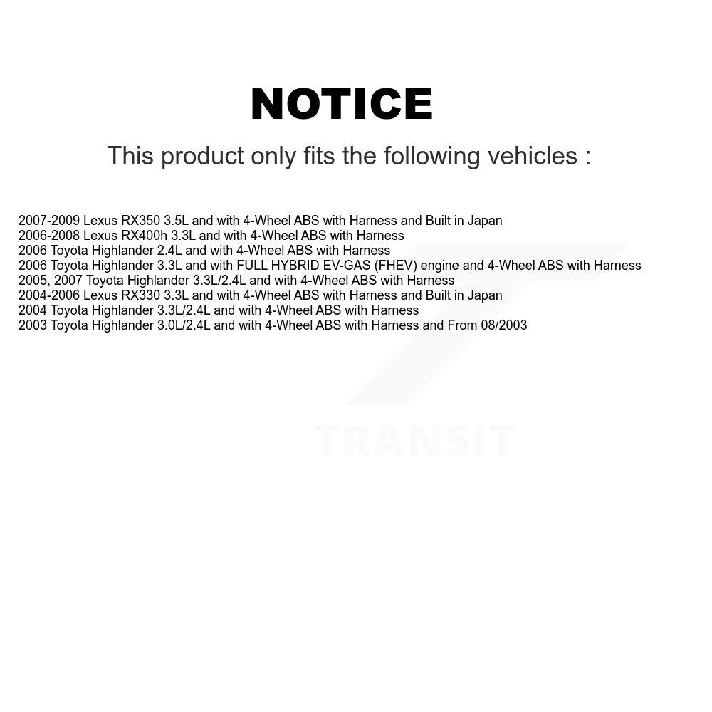 Front Right ABS Wheel Speed Sensor SEN-2ABS1301 For Lexus RX350 Toyota Highlander RX330 RX400h