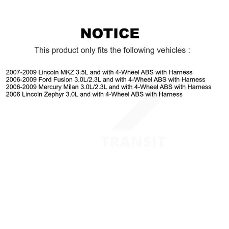Front Right ABS Wheel Speed Sensor SEN-2ABS1418 For Ford Fusion Lincoln MKZ Zephyr Mercury Milan