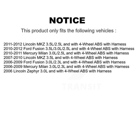 Front Left ABS Wheel Speed Sensor SEN-2ABS1419 For Ford Fusion Lincoln MKZ Zephyr Mercury Milan
