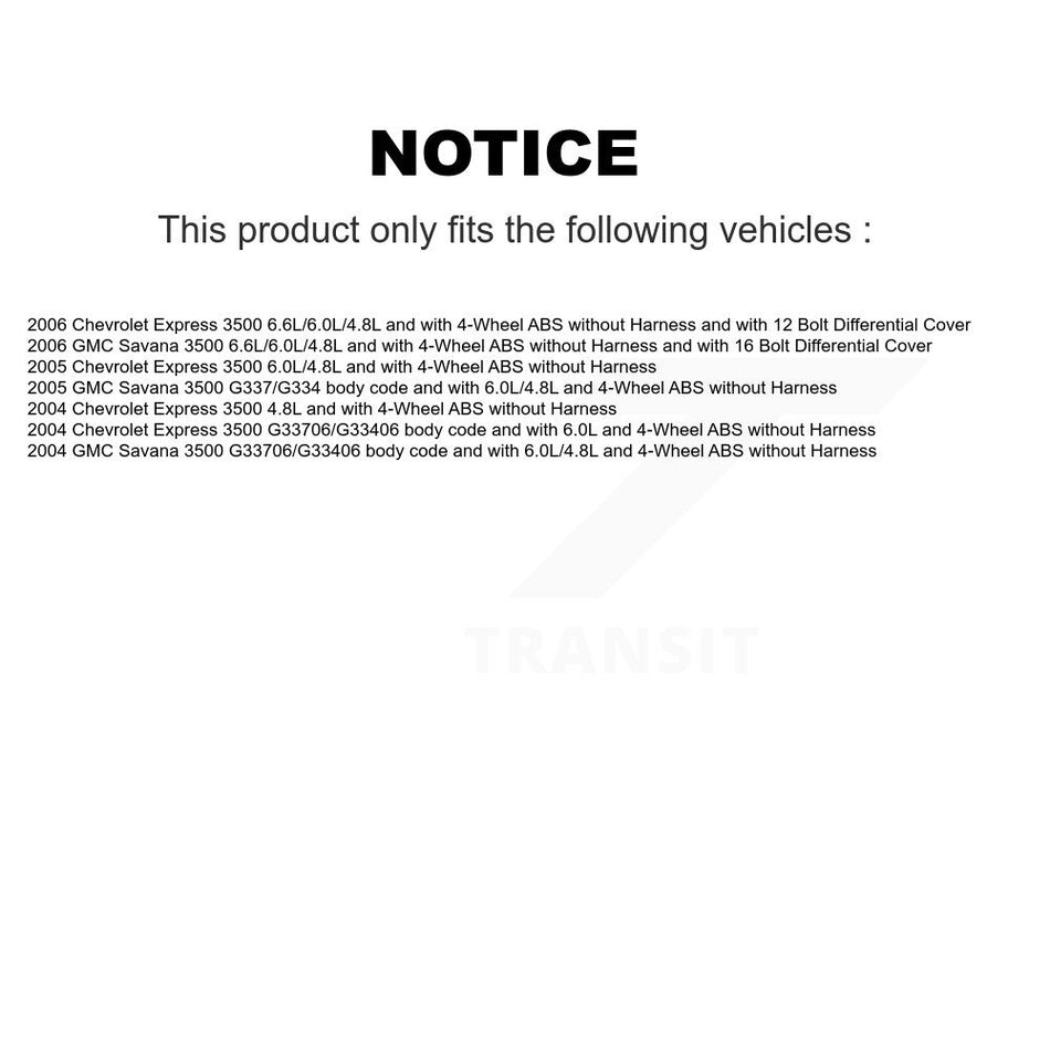 Rear ABS Wheel Speed Sensor SEN-2ABS1548 For Chevrolet Express 3500 GMC Savana