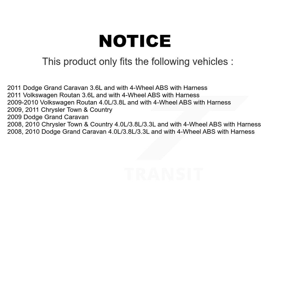 Front ABS Wheel Speed Sensor SEN-2ABS1556 For Dodge Grand Caravan Chrysler Town & Country Volkswagen