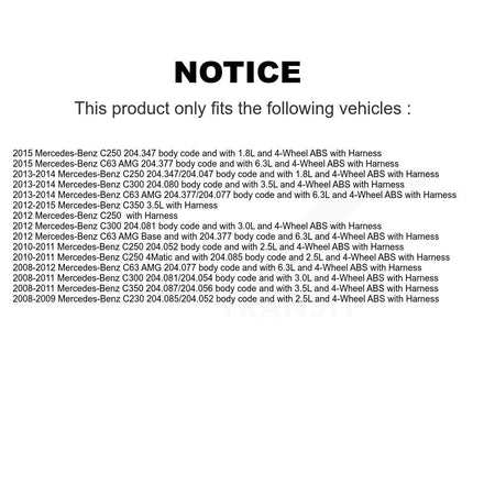 Rear ABS Wheel Speed Sensor SEN-2ABS1727 For Mercedes-Benz C300 C350 C250 C230 C63 AMG with Harness