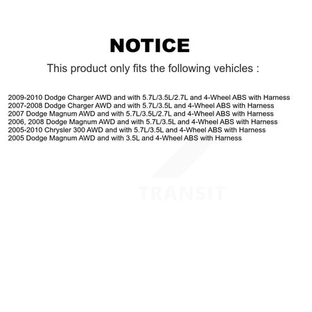 Front ABS Wheel Speed Sensor SEN-2ABS2118 For Chrysler 300 Dodge Charger Magnum with Harness