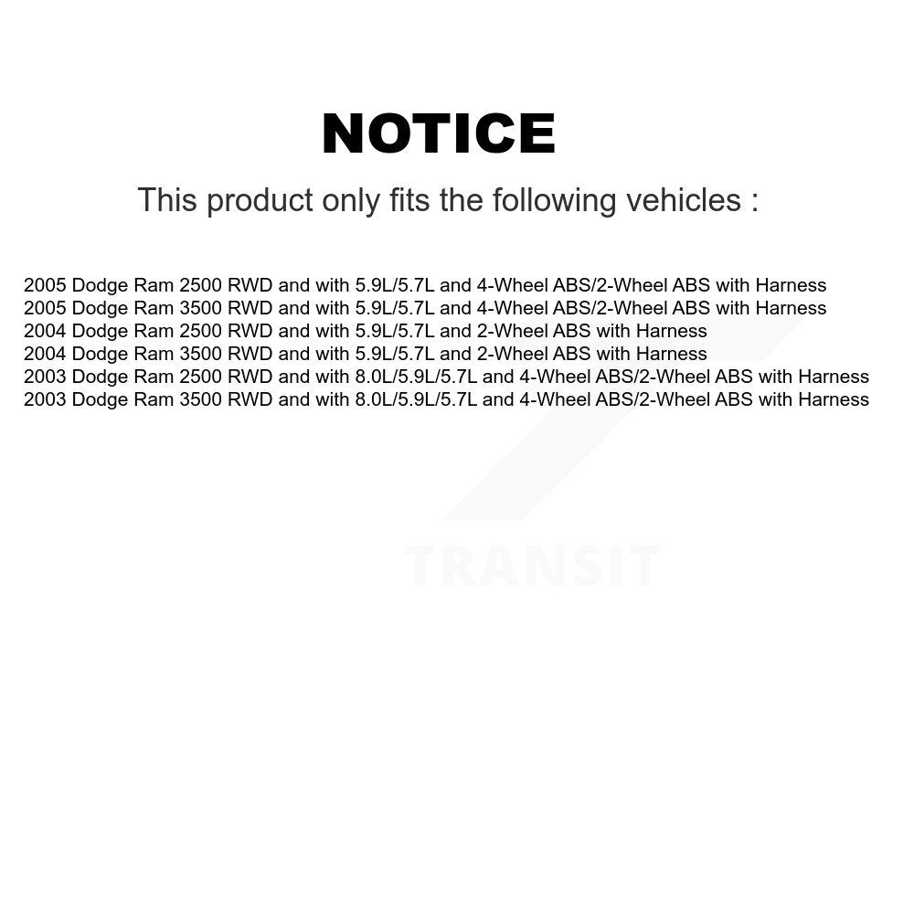 Front ABS Wheel Speed Sensor SEN-2ABS2121 For Dodge Ram 2500 3500 with Harness