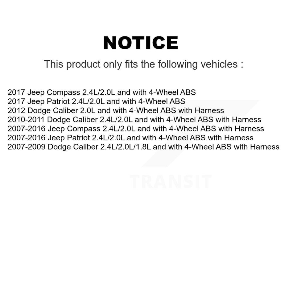Front Right ABS Wheel Speed Sensor SEN-2ABS2289 For Jeep Patriot Compass Dodge Caliber