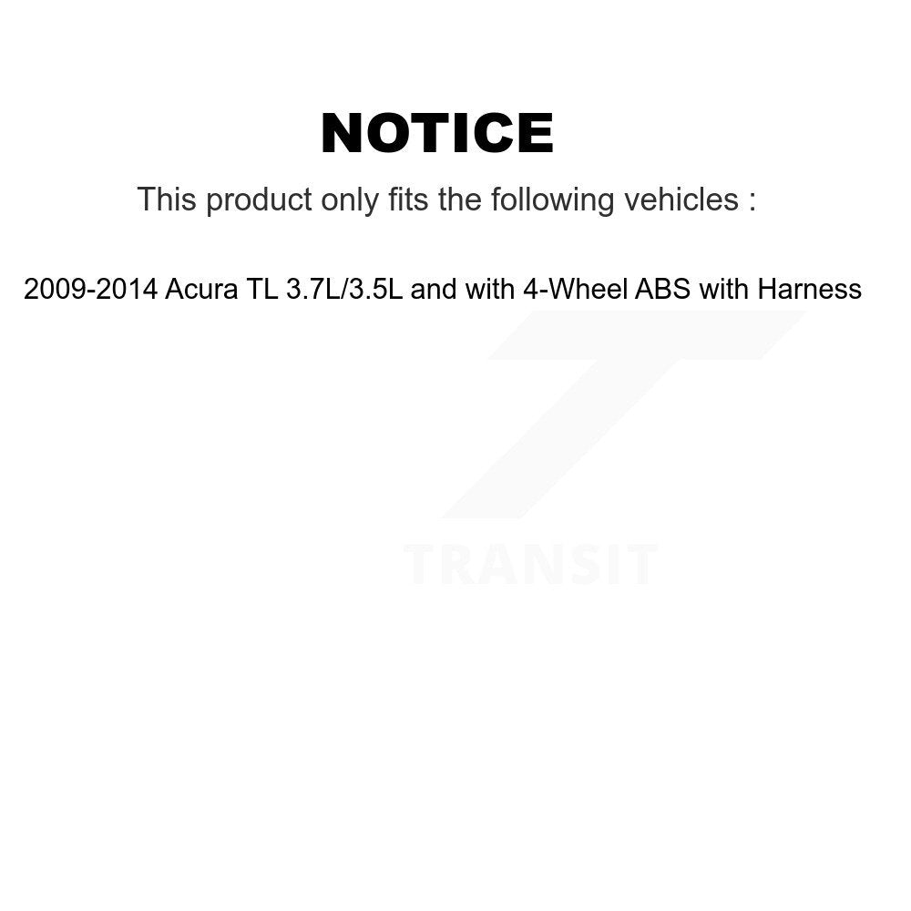 Rear ABS Wheel Speed Sensor SEN-2ABS2413 For 09-14 Acura TL 3.7L 3.5L with 4-Wheel Harness