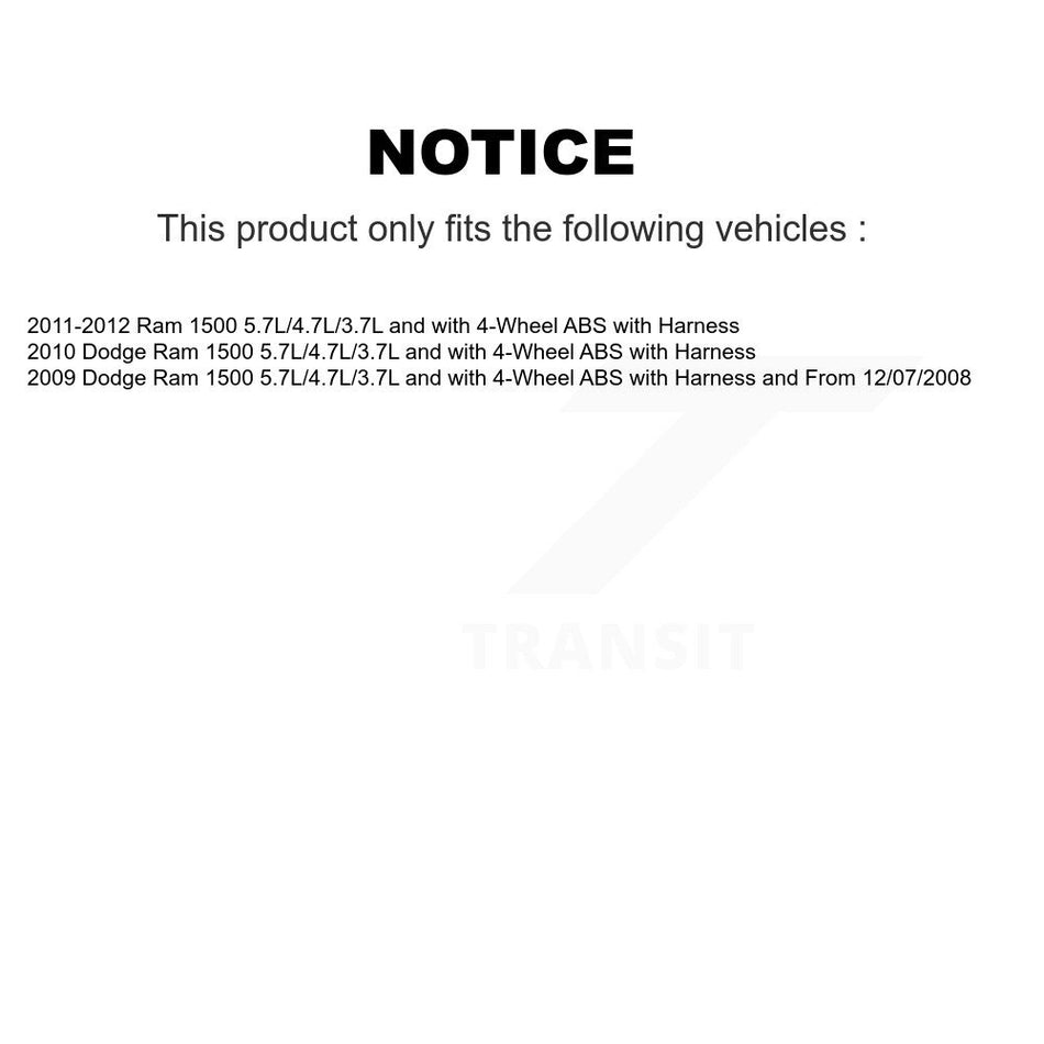 Front ABS Wheel Speed Sensor SEN-2ABS2434 For Ram 1500 Dodge 5.7L/4.7L/3.7L with 4-Wheel