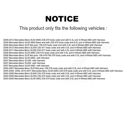 Front ABS Wheel Speed Sensor SEN-2ABS2504 For Mercedes-Benz SL500 SL550 SL55 AMG SL63 SL600 SL65 SLR
