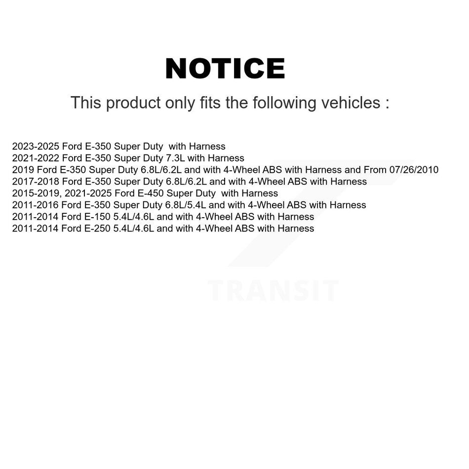 Front Right ABS Wheel Speed Sensor SEN-2ABS2593 For Ford E-350 Super Duty E-250 E-450 E-150