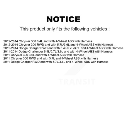Front ABS Wheel Speed Sensor SEN-2ABS2659 For Dodge Chrysler 300 Charger Challenger with Harness