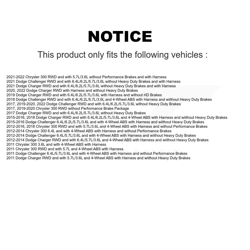 Rear Right ABS Wheel Speed Sensor SEN-2ABS2660 For Dodge Charger Chrysler 300 Challenger