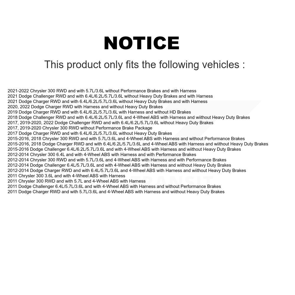 Rear Left ABS Wheel Speed Sensor SEN-2ABS2661 For Dodge Charger Chrysler 300 Challenger