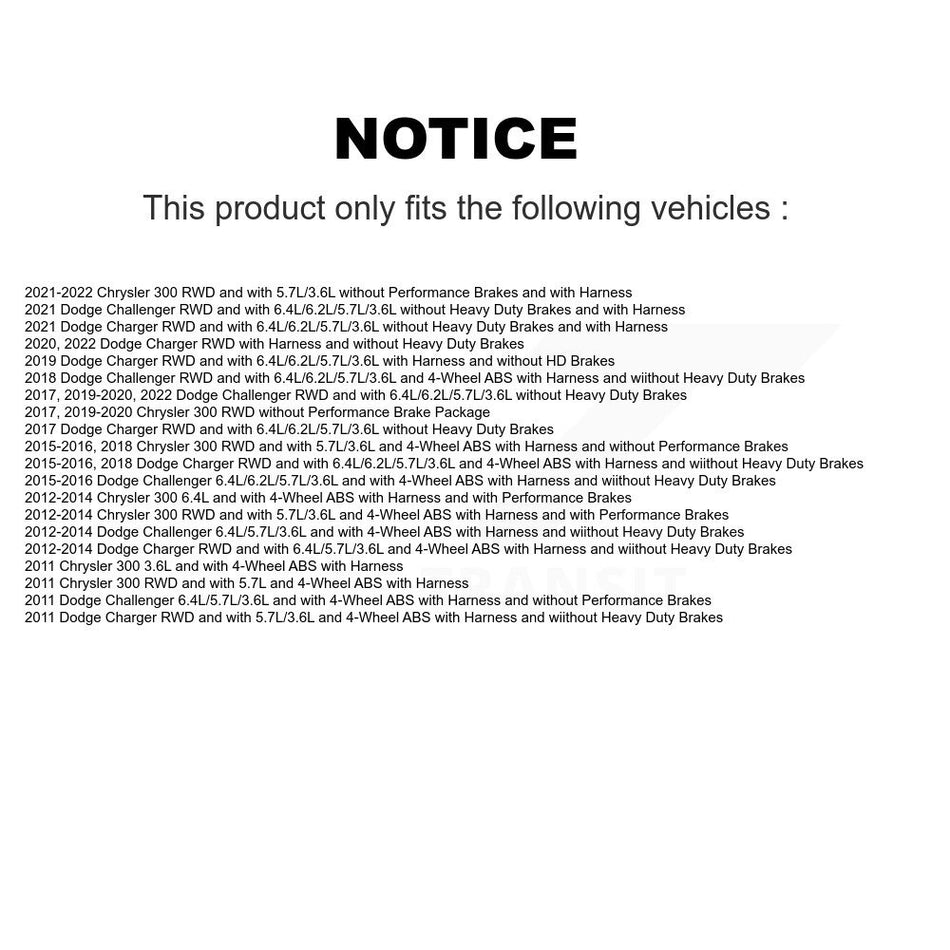 Rear Left ABS Wheel Speed Sensor SEN-2ABS2661 For Dodge Charger Chrysler 300 Challenger
