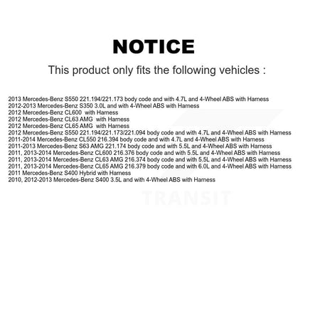 Rear ABS Wheel Speed Sensor SEN-2ABS2766 For Mercedes-Benz S550 S350 CL550 S400 S63 AMG CL63 CL600
