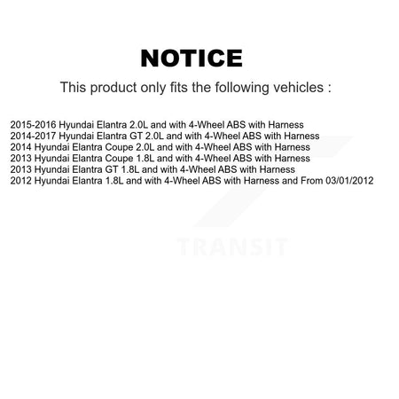 Front Right ABS Wheel Speed Sensor SEN-2ABS2814 For Hyundai Elantra GT Coupe
