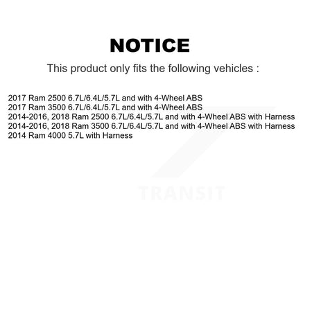 Front ABS Wheel Speed Sensor SEN-2ABS2871 For Ram 2500 3500 4000