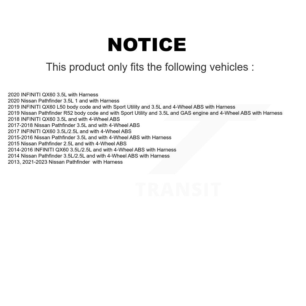 Front ABS Wheel Speed Sensor SEN-2ABS2964 For Nissan Pathfinder INFINITI QX60