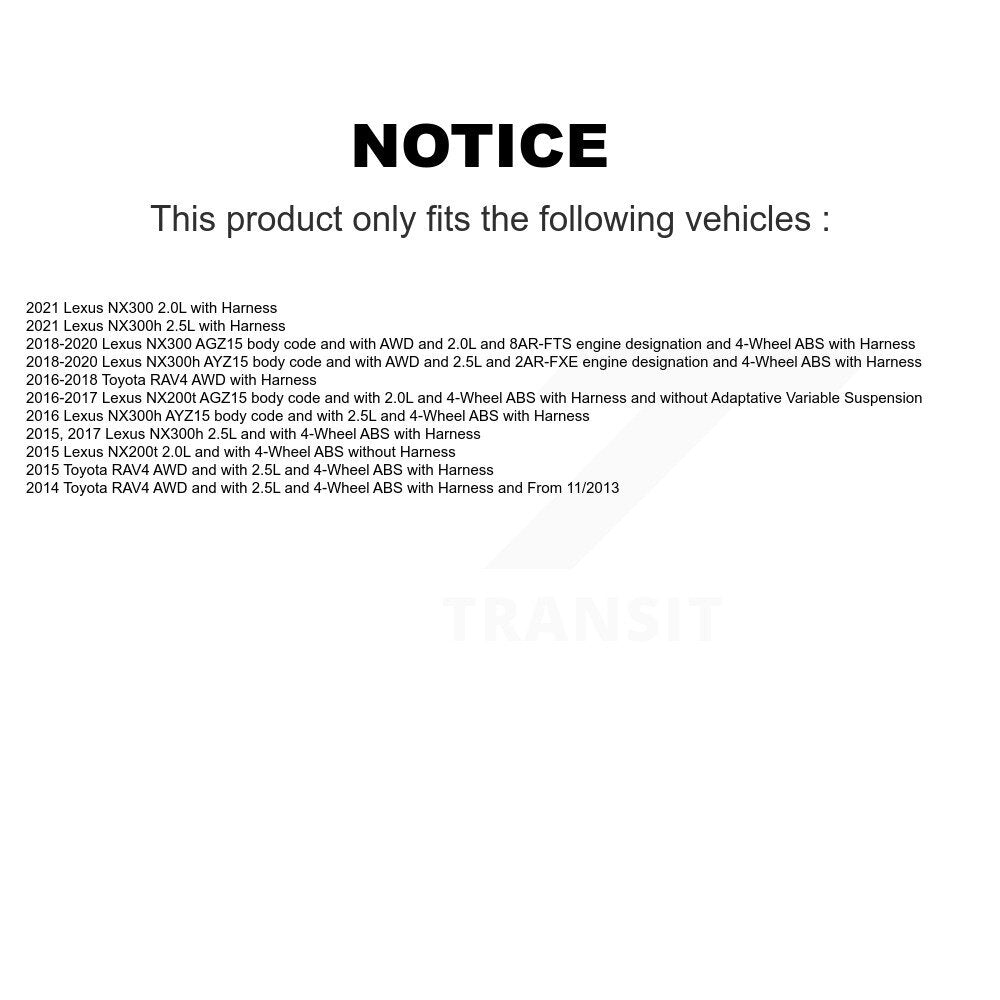 Rear Left ABS Wheel Speed Sensor SEN-2ABS3015 For Toyota RAV4 Lexus NX300 NX200t NX300h