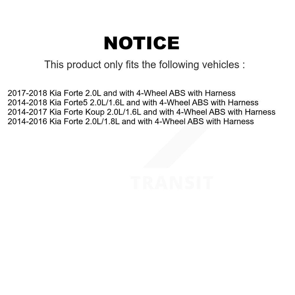 Front Right ABS Wheel Speed Sensor SEN-2ABS3021 For Kia Forte Forte5 Koup with Harness