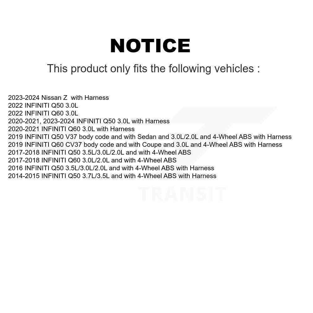 Front ABS Wheel Speed Sensor SEN-2ABS3024 For INFINITI Q50 Q60 Nissan Z