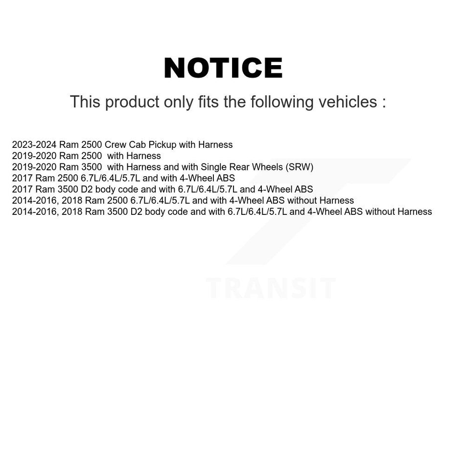 Rear Left ABS Wheel Speed Sensor SEN-2ABS3026 For Ram 2500 3500
