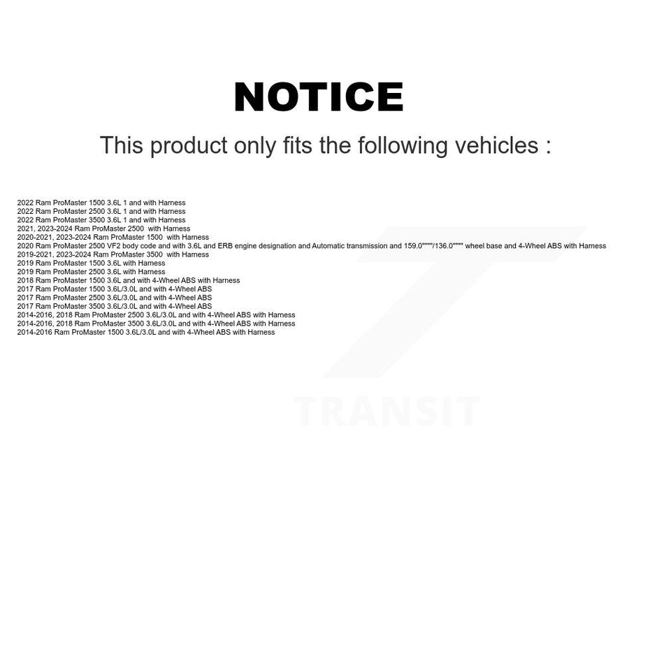 Front ABS Wheel Speed Sensor SEN-2ABS3118 For Ram ProMaster 2500 3500 1500