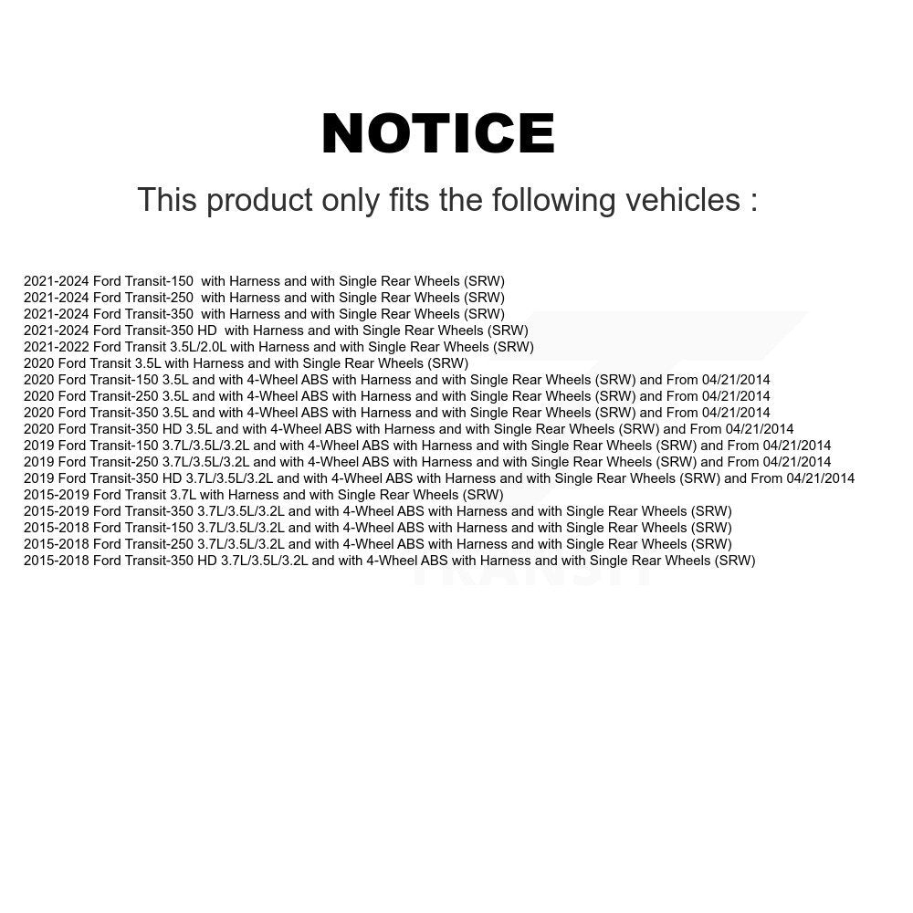 ABS Wheel Speed Sensor SEN-2ABS3135 For Ford Transit-250 Transit-150 Transit-350 HD Transit