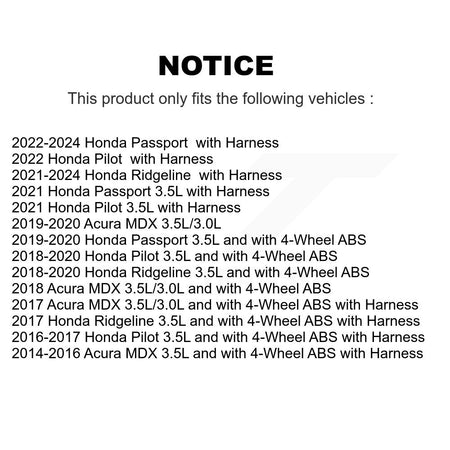 Front Right ABS Wheel Speed Sensor SEN-2ABS3159 For Honda Pilot Acura MDX Ridgeline Passport