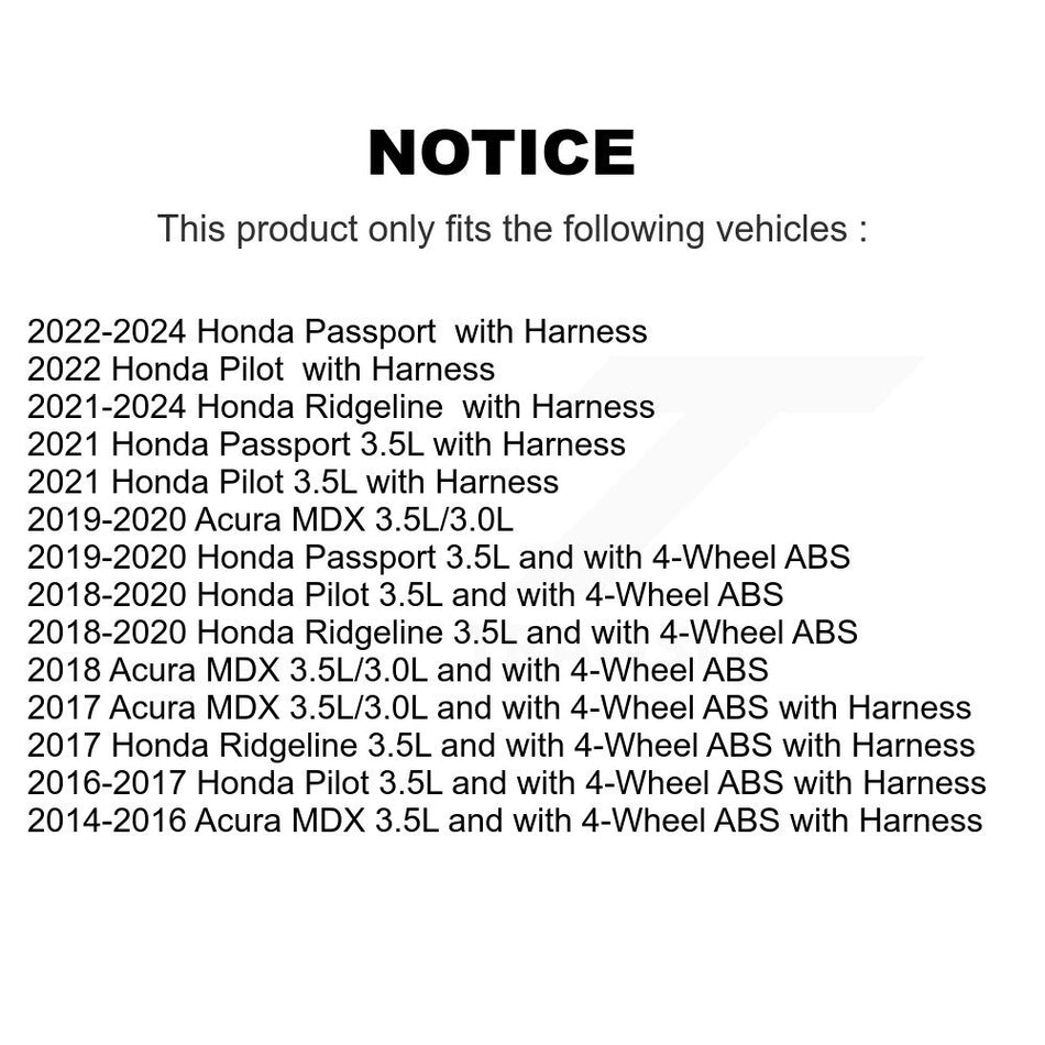 Front Left ABS Wheel Speed Sensor SEN-2ABS3160 For Honda Pilot Acura MDX Ridgeline Passport