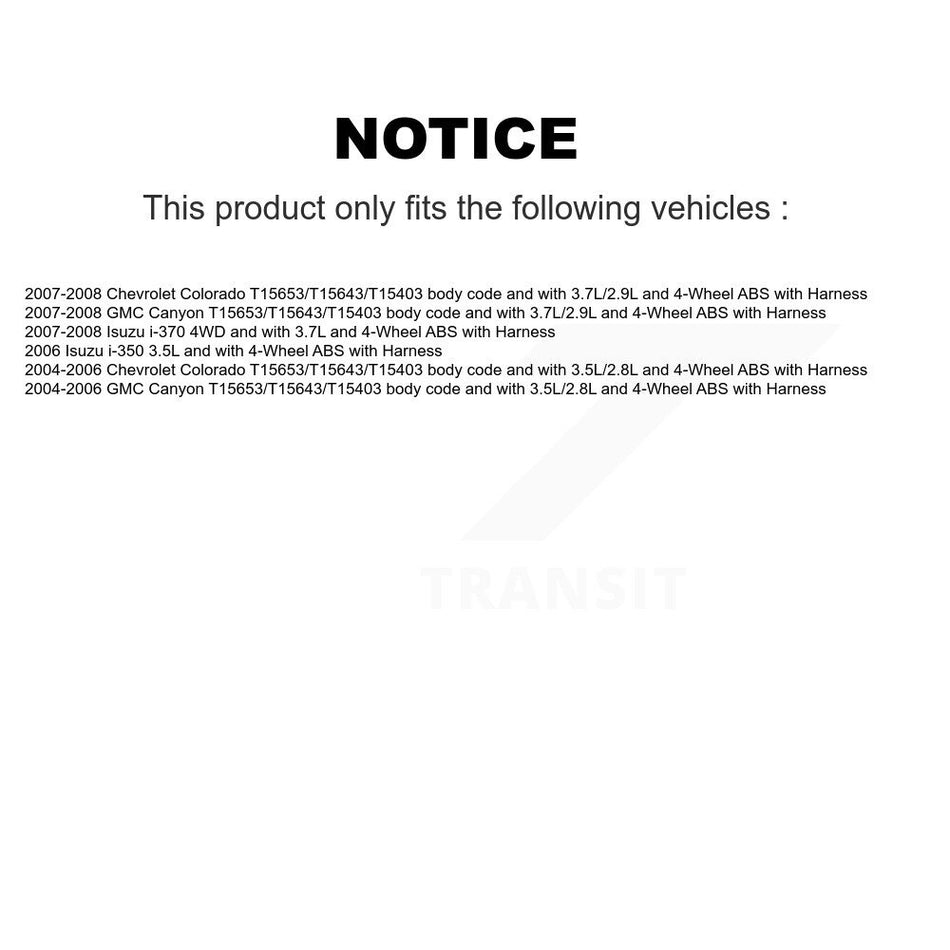 Front ABS Wheel Speed Sensor SEN-2ABS3299 For Chevrolet Colorado GMC Canyon Isuzu i-350 i-370
