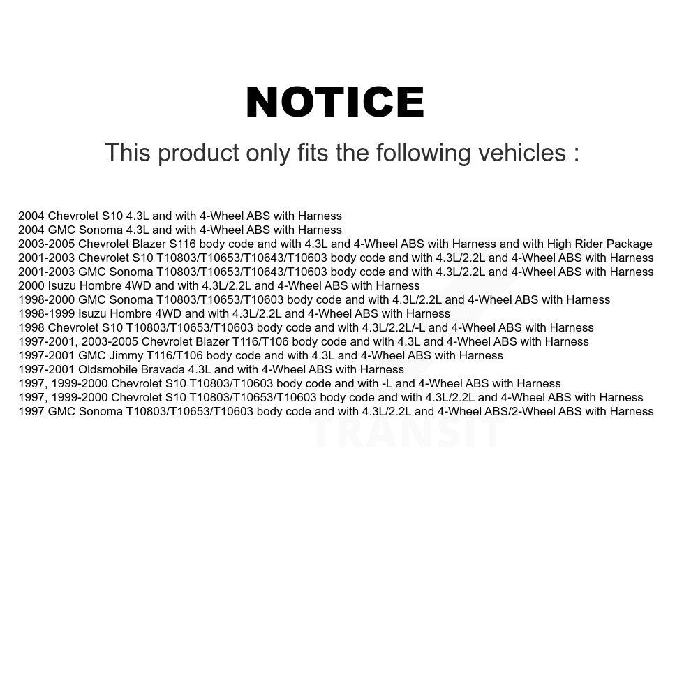 Front ABS Wheel Speed Sensor SEN-2ABS3311 For Chevrolet GMC Blazer S10 Sonoma Jimmy Isuzu Hombre