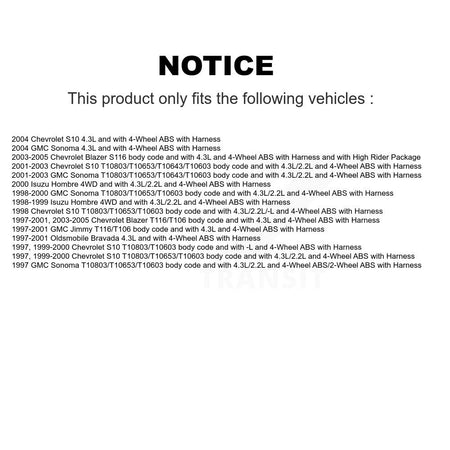 Front ABS Wheel Speed Sensor SEN-2ABS3311 For Chevrolet GMC Blazer S10 Sonoma Jimmy Isuzu Hombre