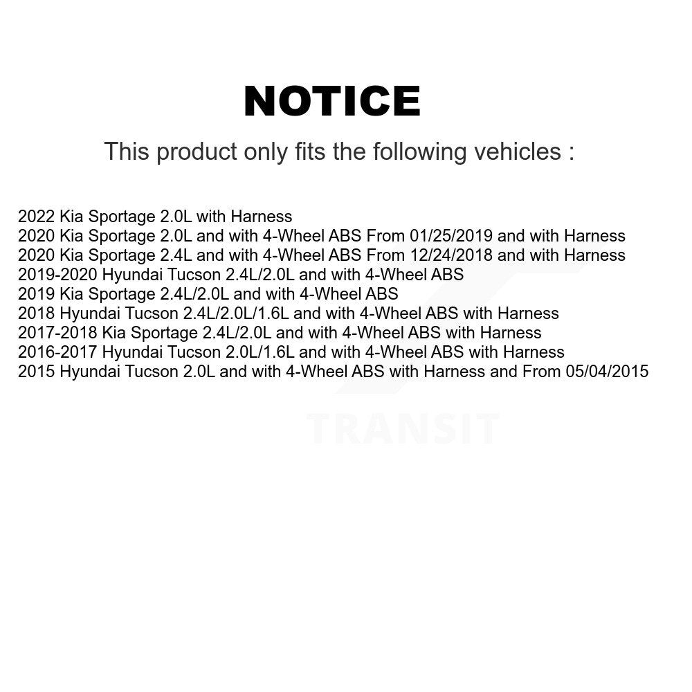 Front Right ABS Wheel Speed Sensor SEN-2ABS3659 For Hyundai Tucson Kia Sportage