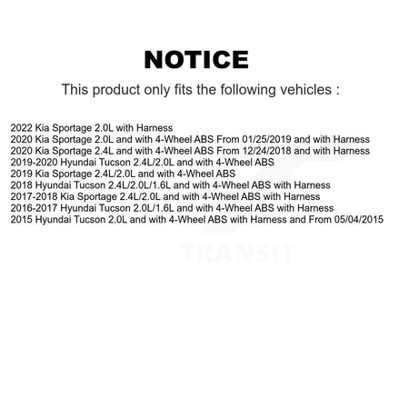 Front Right ABS Wheel Speed Sensor SEN-2ABS3659 For Hyundai Tucson Kia Sportage