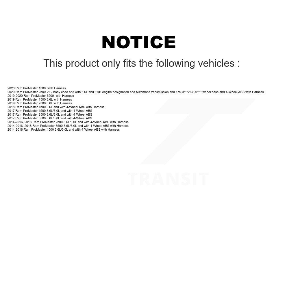 Rear ABS Wheel Speed Sensor SEN-2ABS4221 For Ram ProMaster 2500 3500 1500
