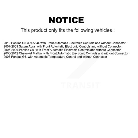 HVAC Blower Motor Resistor SEN-2BMR0038 For Chevrolet Malibu Pontiac G6 Saturn Aura