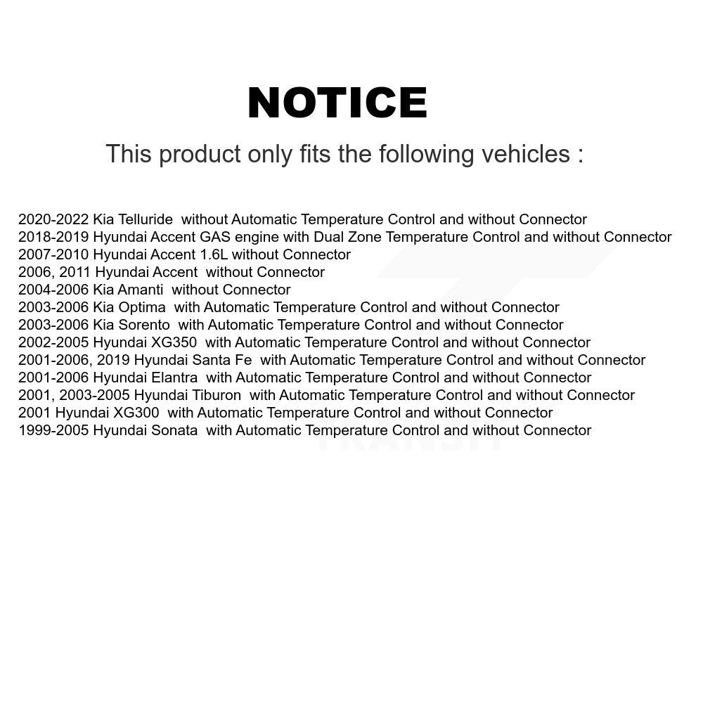 HVAC Blower Motor Resistor SEN-2BMR0047 For Hyundai Accent Santa Fe Kia Telluride Elantra Sorento